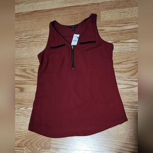 Express Burgundy Zip-Front Tank Top